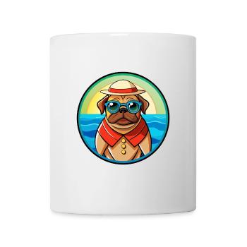 Pug Dog Funny Cartoon Summer Beach Sunglasses Cool - Mug - white - Front