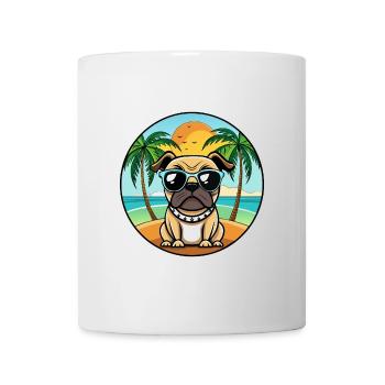 Pug Dog Funny Cartoon Summer Beach Sunglasses Cool - Mug - white - Front