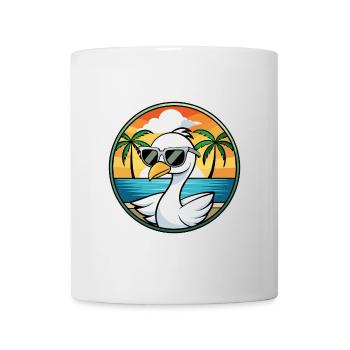 Schwan Lustige Cartoon Sommer Strand Sonnenbrille Aufkleber - Tasse - Weiß - Vorne