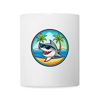Requin Drôle Dessin Animé Plage D’été Lunettes De Soleil Cool - Mug blanc - blanc - Devant
