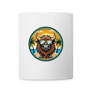 Bison Lustige Cartoon Sommer Strand Sonnenbrille Cool - Tasse - Weiß - Vorne