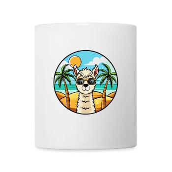 Alpaka Lustige Cartoon Sommer Strand Sonnenbrille Cool - Tasse - Weiß - Vorne