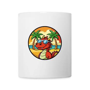 Drache Lustige Cartoon Sommer Strand Sonnenbrille Cool - Tasse - Weiß - Vorne