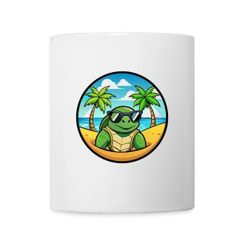 Schildkröte Lustige Cartoon Sommer Strand Sonnenbrille Cool - Tasse - Weiß - Vorne