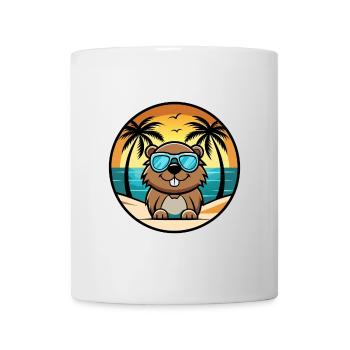 Biber Lustige Cartoon Sommer Strand Sonnenbrille Cool - Tasse - Weiß - Vorne