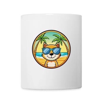Katze Lustige Cartoon Sommer Strand Sonnenbrille Aufkleber - Tasse - Weiß - Vorne