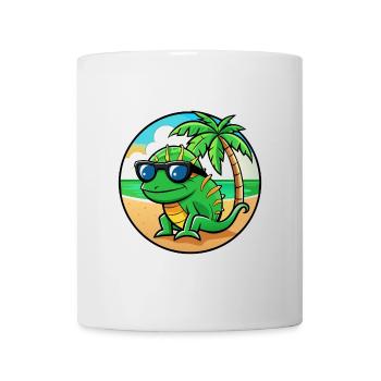 Chamäleon Lustige Cartoon Sommer Strand Sonnenbrille - Tasse - Weiß - Vorne