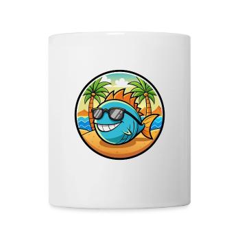 Fisch Lustige Cartoon Sommer Strand Sonnenbrille Aufkleber - Tasse - Weiß - Vorne