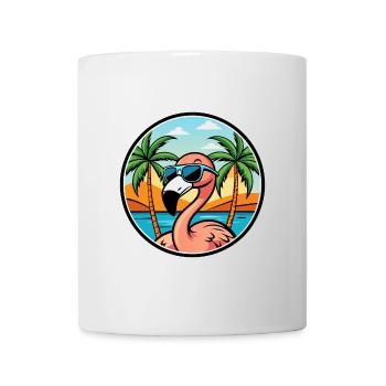 Flamingo Funny Cartoon Summer Beach Sunglasses - Mug - white - Front