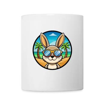 Kaninchen Lustige Cartoon Sommer Strand Sonnenbrille Cool - Tasse - Weiß - Vorne