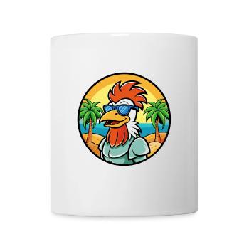 Hahn Lustige Cartoon Sommer Strand Sonnenbrille Cool - Tasse - Weiß - Vorne