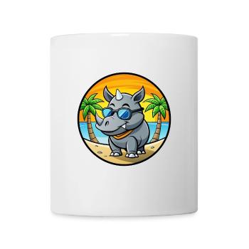 Rhino Funny Cartoon Summer Beach Sunglasses Cool - Mug - white - Front