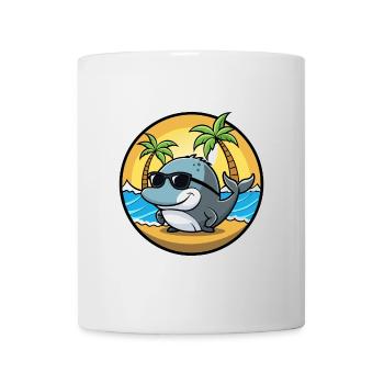 Baleine Drôle Dessin Animé Plage D’été Lunettes De Soleil Cool - Mug blanc - blanc - Devant