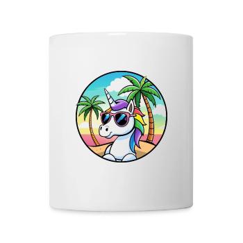 Ambiance estive de vacances à la plage de licorne - Mug blanc - blanc - Devant
