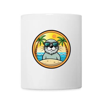 Siegel Lustige Cartoon Sommer Strand Sonnenbrille Aufkleber - Tasse - Weiß - Vorne