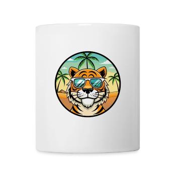 Tiger Lustige Cartoon Sommer Strand Sonnenbrille Cool - Tasse - Weiß - Vorne