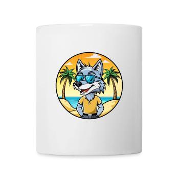 Wolf Lustige Cartoon Sommer Strand Sonnenbrille Aufkleber - Tasse - Weiß - Vorne