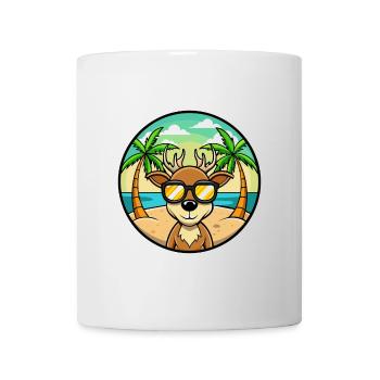 Hirsch Lustige Cartoon Sommer Strand Sonnenbrille Aufkleber - Tasse - Weiß - Vorne