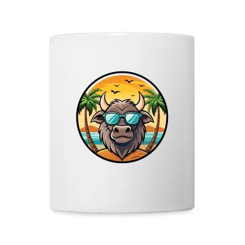 Buffalo Funny Cartoon Lunettes de soleil de plage d’été cool - Mug blanc - blanc - Devant