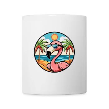 Flamingo Funny Cartoon Summer Beach Sunglasses - Mug - white - Front