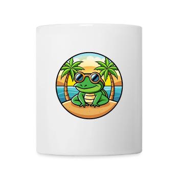 Frog Funny Cartoon Summer Beach Sunglasses Sticker - Mug - white - Front