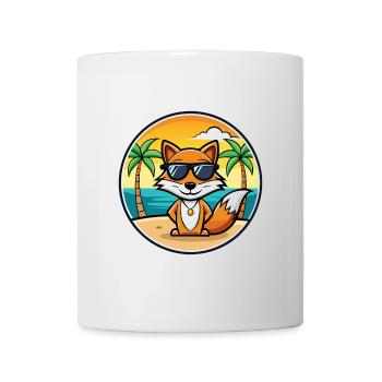 Fuchs Lustige Cartoon Sommer Strand Sonnenbrille Aufkleber - Tasse - Weiß - Vorne