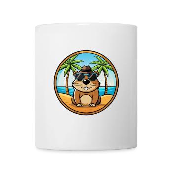 Marmotte Drôle Dessin Animé Plage Été Lunettes de soleil - Mug blanc - blanc - Devant