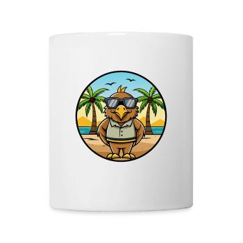 Hawk Lustige Cartoon Sommer Strand Sonnenbrille Aufkleber - Tasse - Weiß - Vorne