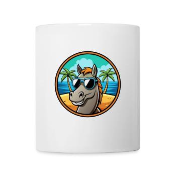 Cheval Drôle Dessin Animé Plage D’été Lunettes De Soleil Cool - Mug blanc - blanc - Devant