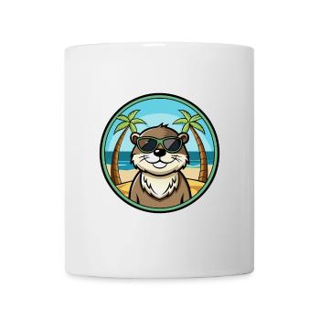 Otter Lustige Cartoon Sommer Strand Sonnenbrille Cool - Tasse - Weiß - Vorne