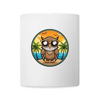 Eule Lustige Cartoon Sommer Strand Sonnenbrille Aufkleber - Tasse - Weiß - Vorne