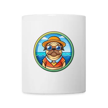 Pug Dog Funny Cartoon Summer Beach Sunglasses Cool - Mug - white - Front