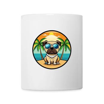 Pug Dog Funny Cartoon Summer Beach Sunglasses Cool - Mug - white - Front