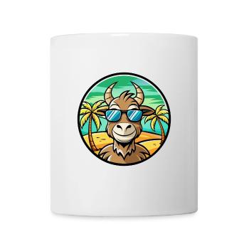 Chèvre Drôle Dessin Animé Plage D’été Lunettes De Soleil Autocollant - Mug blanc - blanc - Devant
