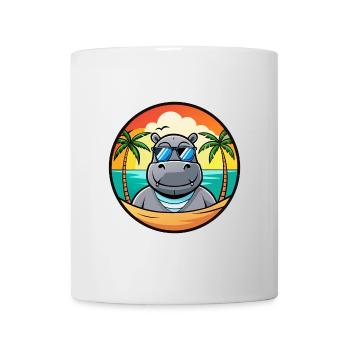 Hippo Funny Cartoon Summer Beach Sunglasses Cool - Mug - white - Front