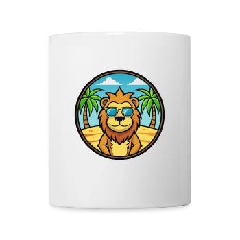 Löwe Lustige Cartoon Sommer Strand Sonnenbrille Aufkleber - Tasse - Weiß - Vorne