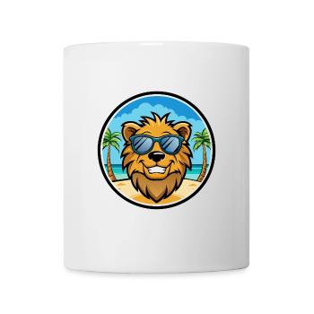 Löwe Lustige Cartoon Sommer Strand Sonnenbrille Aufkleber - Tasse - Weiß - Vorne