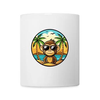 Affe Lustige Cartoon Sommer Strand Sonnenbrille Cool - Tasse - Weiß - Vorne
