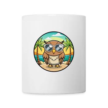 Eule Lustige Cartoon Sommer Strand Sonnenbrille Aufkleber - Tasse - Weiß - Vorne