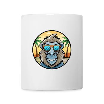 Babouin Drôle Dessin Animé Plage D’été Lunettes De Soleil Cool - Mug blanc - blanc - Devant