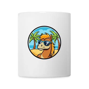 Pony Lustige Cartoon Sommer Strand Sonnenbrille Aufkleber - Tasse - Weiß - Vorne