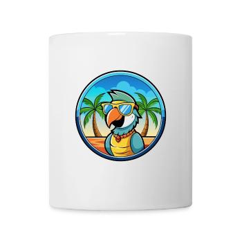 Perroquet Drôle Dessin Animé Plage Été Lunettes De Soleil Cool - Mug blanc - blanc - Devant
