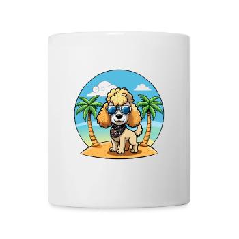 Pudel Hund Lustige Cartoon Sommer Strand Sonnenbrille - Tasse - Weiß - Vorne