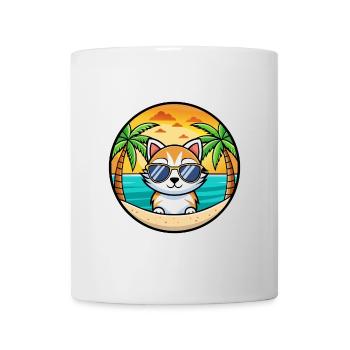 Kitten Funny Cartoon Summer Beach Sunglasses Cool - Mug - white - Front