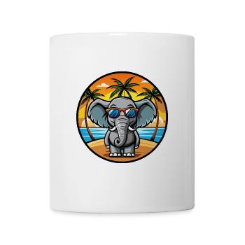 Elefant Lustige Cartoon Sommer Strand Sonnenbrille - Tasse - Weiß - Vorne