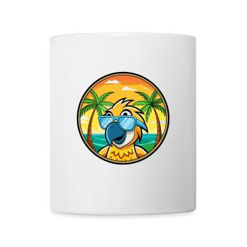 Perroquet Drôle Dessin Animé Plage Été Lunettes De Soleil Cool - Mug blanc - blanc - Devant