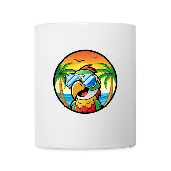 Papagei Lustige Cartoon Sommer Strand Sonnenbrille Cool - Tasse - Weiß - Vorne