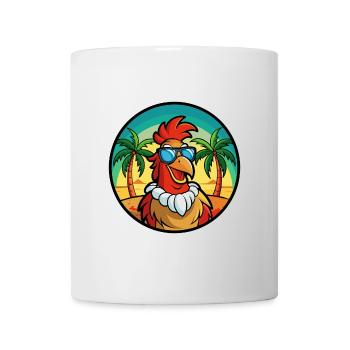 Hahn Lustige Cartoon Sommer Strand Sonnenbrille Cool - Tasse - Weiß - Vorne