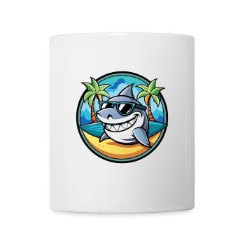 Requin Drôle Dessin Animé Plage D’été Lunettes De Soleil Cool - Mug blanc - blanc - Devant