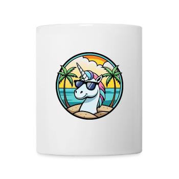 Ambiance estive de vacances à la plage de licorne - Mug blanc - blanc - Devant